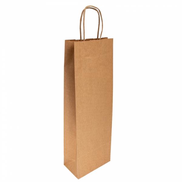 15010016 Saco Papel Kraft 14X8X40 P/ 1 Garrafa c/ Asa Torçida un. - Image 1