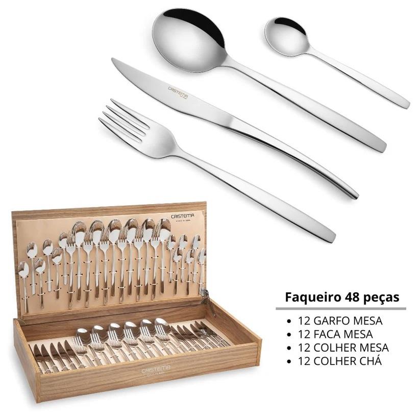 20180002 Faqueiro 48 Peças Inox c/ Estojo Madeira ATHENS Un. - Image 1