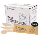 Pack Garfo/Faca/Colher/Guard./Palito de Madeira c/ 50 Un.